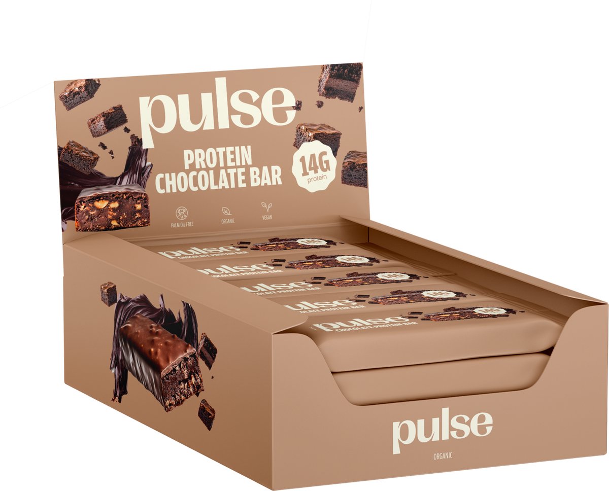 Pulse Protein - Eiwit Chocolade Repen - Vegan, Bio, Zonder Gluten - 12x50g