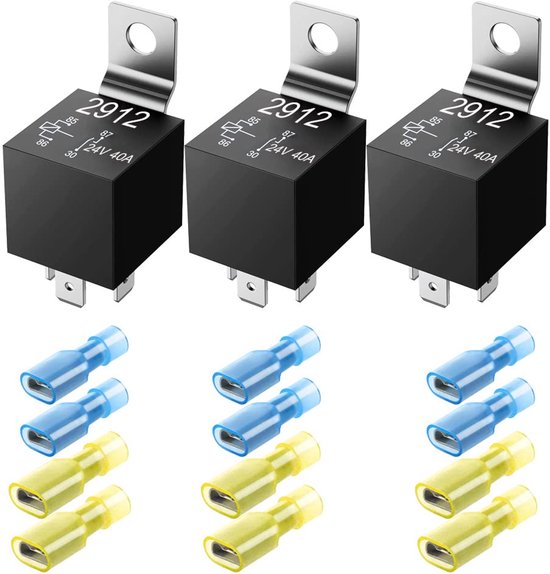 Unbranded 40A Rated Current Car Security Relays And Sensors 3X(12V Volt 40A 5 Broches Relais Voiture Automobile Moto Bateau Vélo 12V Chargers & Jump Starters