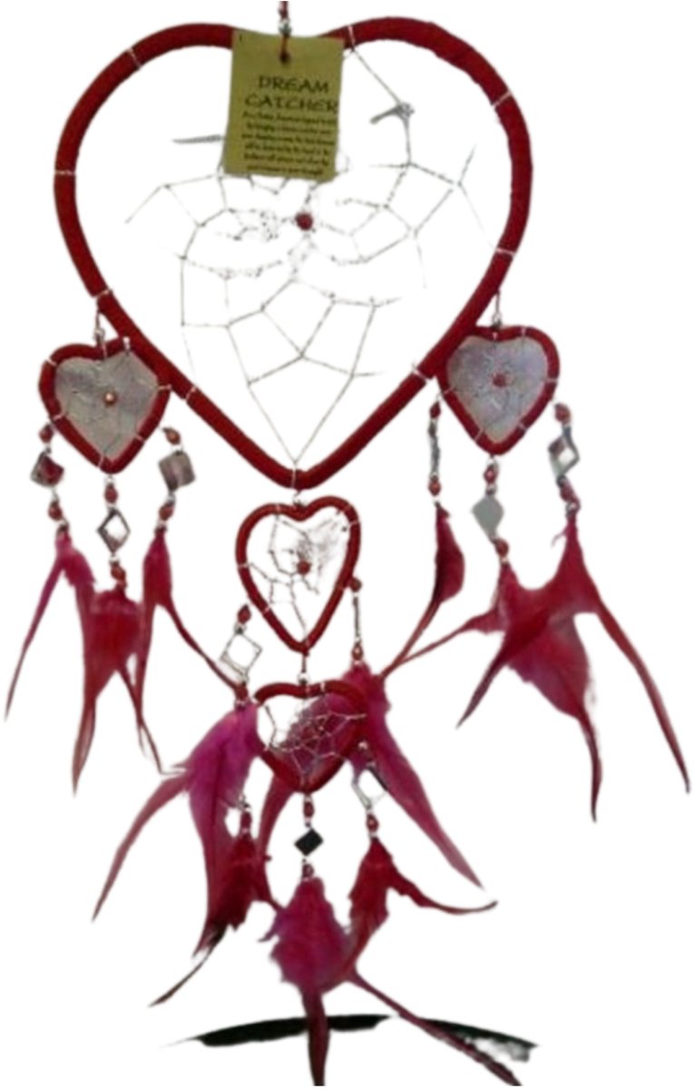 Ruben Robijn Dromenvanger - Hartje met spiegels - Rood - 17 cm - Dreamcatcher n.n.b