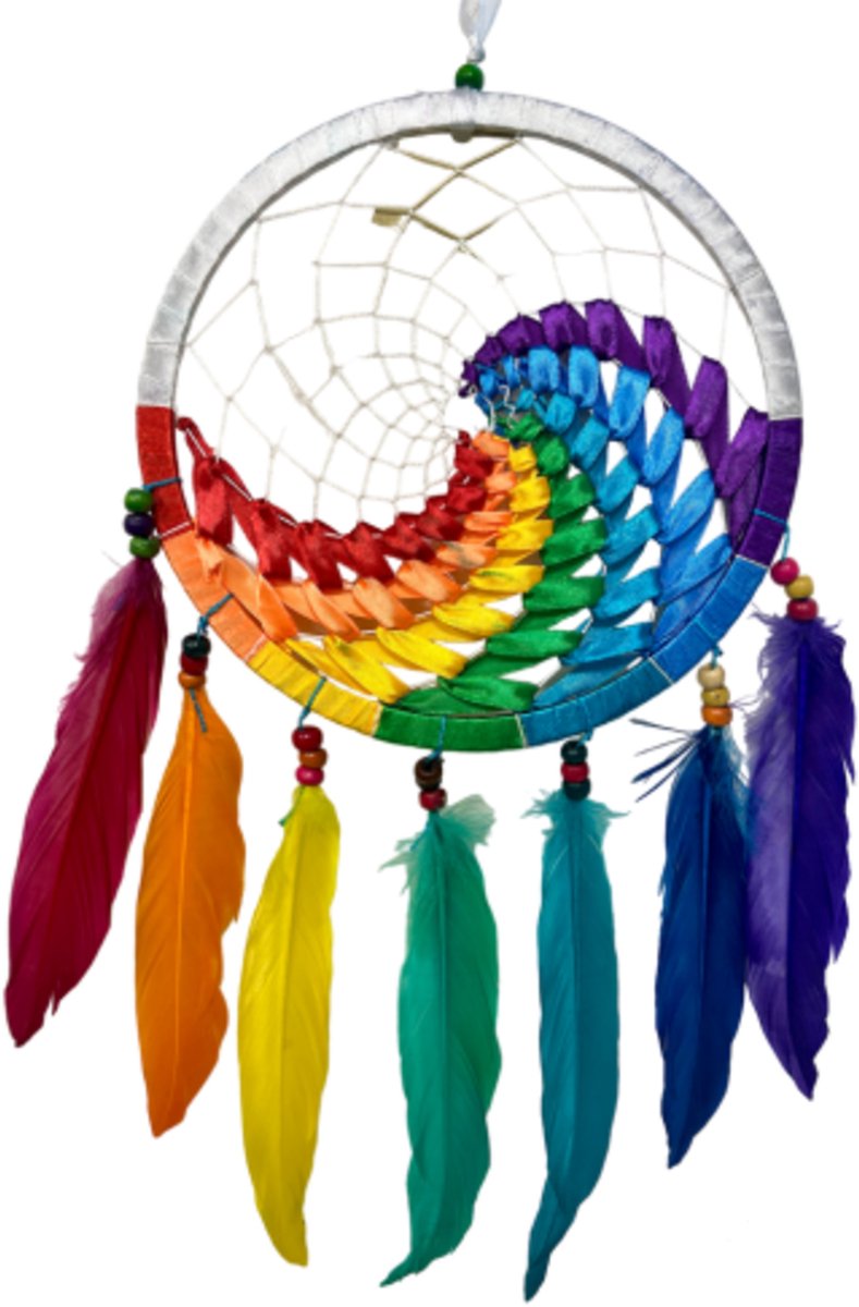Dromenvanger wave regenboog / wit 22 cm