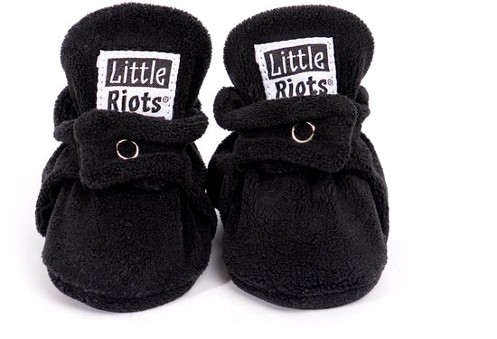 Little Riots - Babyslofjes - Fleece Original - Zwart - 0-3 Maanden (9cm) - Schoenmaat 13-15