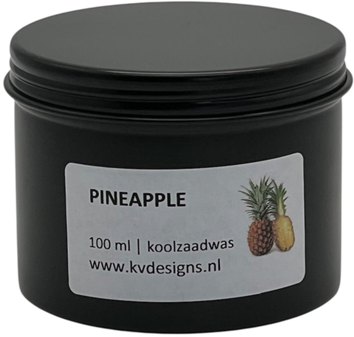 Geurkaars 100ml – Pineapple – Handgemaakt van Koolzaadwas – 40 branduren – KV DESIGNS