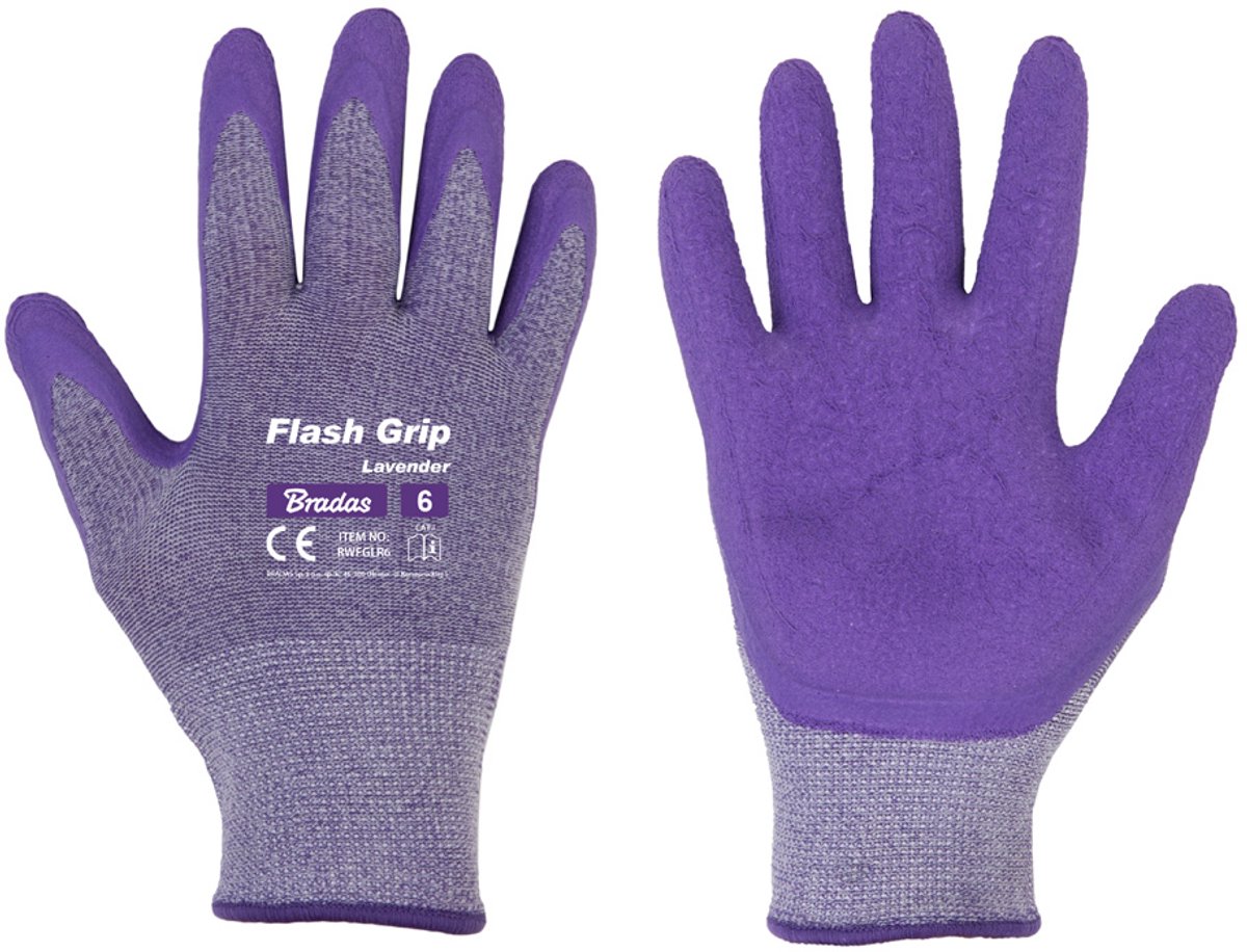 Bradas werkhandschoenen dames Flash Grip lavendel maat S