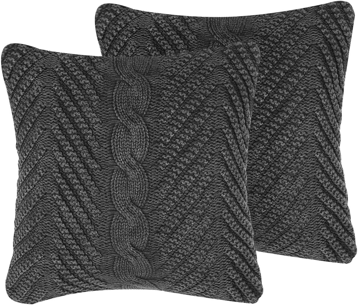 Beliani KONNI - Sierkussen set van 2 - Donkerblauw - 45 x 45 cm - Katoen Grijs