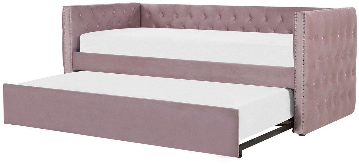 GASSIN - Onderschuifbed - Roze - 90 x 200 cm - Fluweel