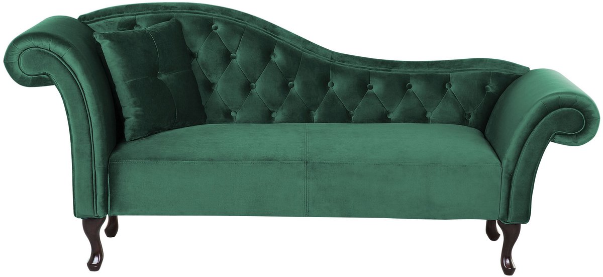 Beliani LATTES - Chaise longue - Donkergroen - Linkerzijde - Fluweel