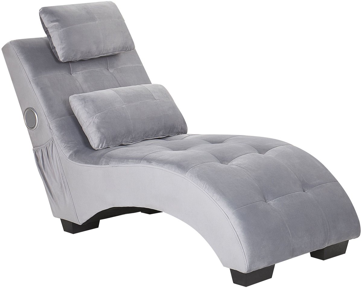 Beliani SIMORRE - Chaise longue - Lichtgrijs - Universeel - Fluweel