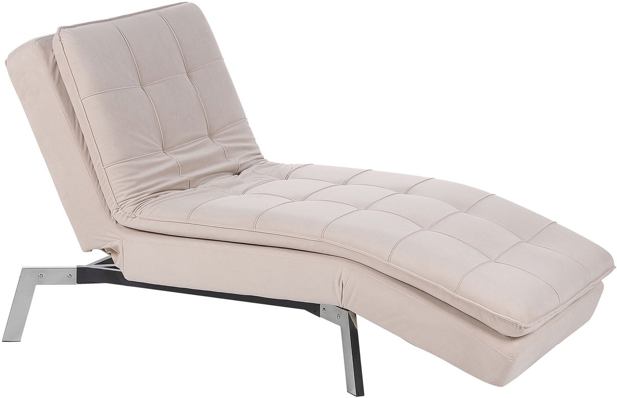 Beliani LOIRET - Chaise longue - Beige - Symmetrisch - Fluweel