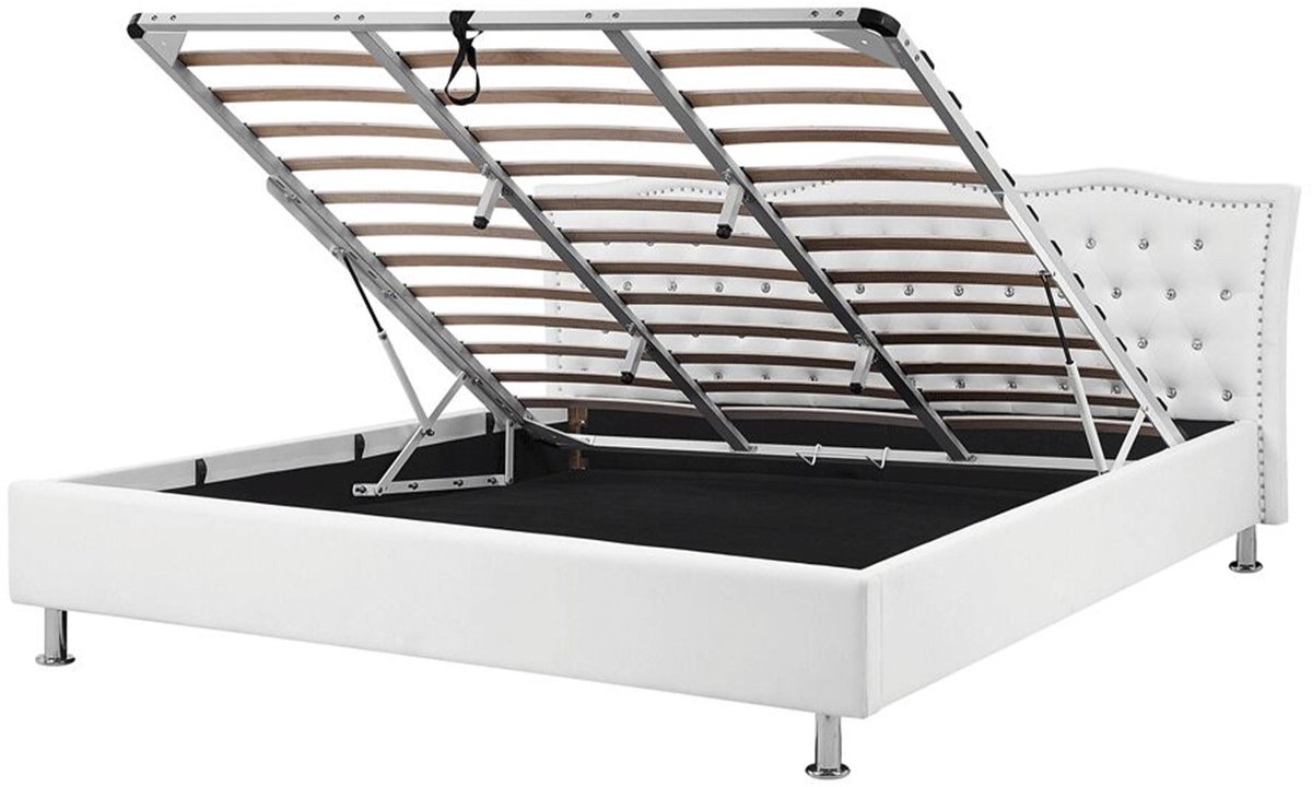 BELIANI METZ - Bed met opbergruimte - Wit - 180 x 200 cm - Kunstleer