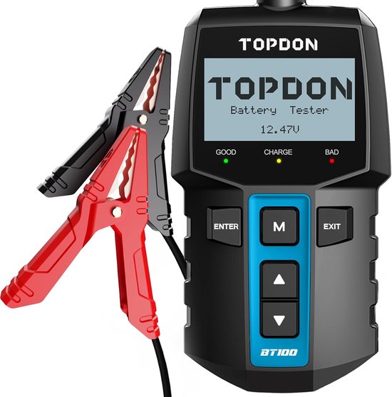 TOPDON BT100 Autoaccutester, 12 V Accutester Met 100 2000 CCA Batterijtest Zwengeltest Laadsysteem Test Voor Auto Atv Suv Personenauto Vrachtwagen Boot 2384275667