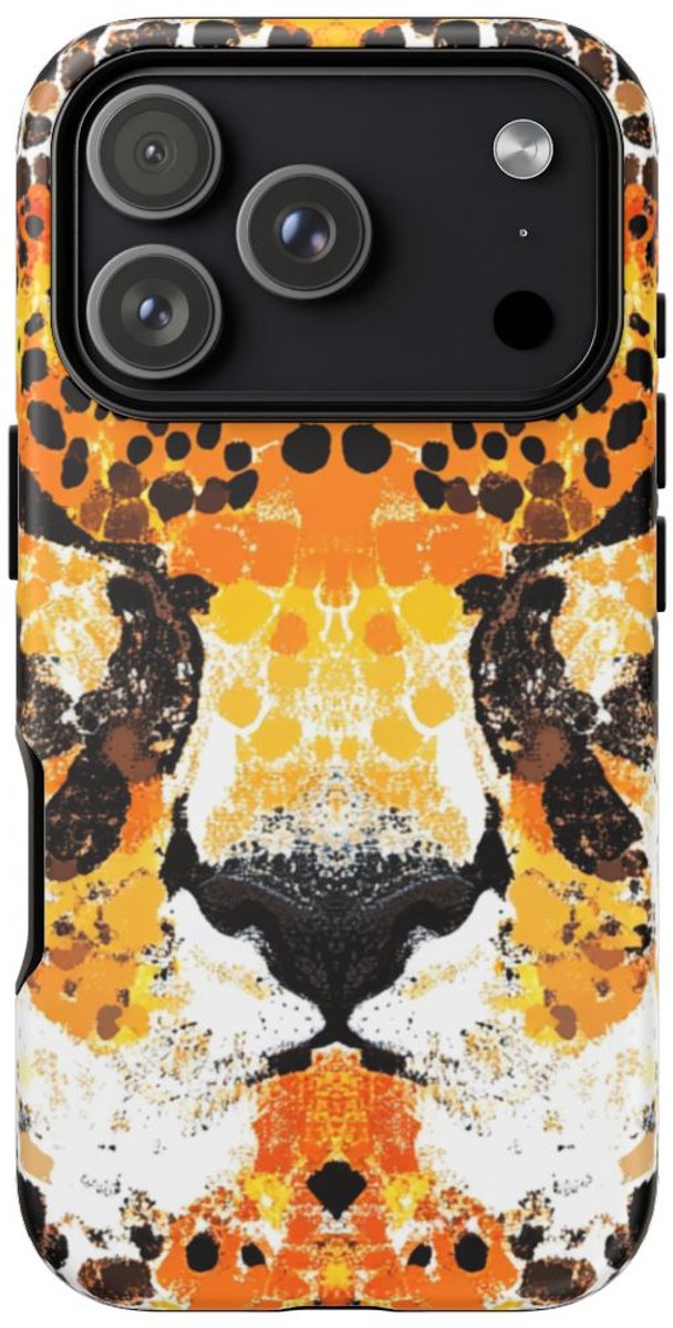 Abstracte Cheetakop met Kleurrijk Patroon – Telefoonhoesje Geschikt voor iPhone 17 Pro