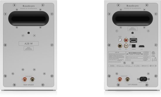 Audio Pro A28 W Smart Multiroom Actieve Boekenplank Luidsprekers - Audio Pro Multiroom (Linkplay) - Ruimtecorrectie - 2x75W Speakers - Wit — afbeelding 4