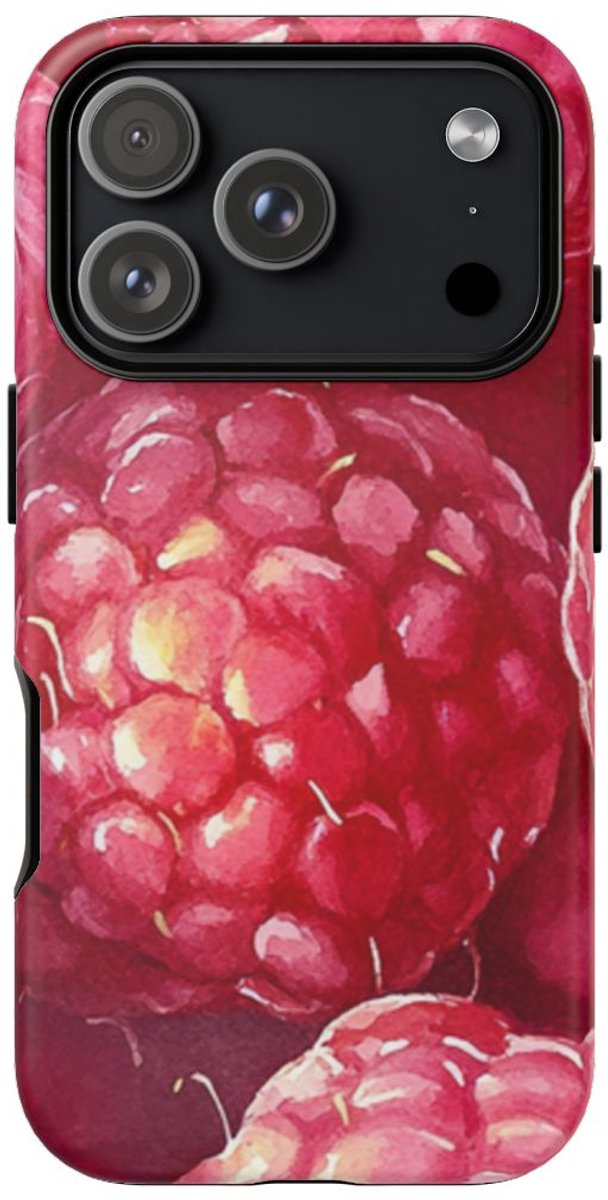 Aquarel Frambozen van Dichtbij – Telefoonhoesje Geschikt voor iPhone 17 Pro