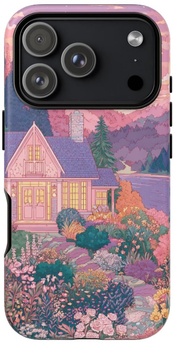 Sfeervolle Cottage Tuin bij Schemering – Telefoonhoesje Geschikt voor iPhone 17 Pro