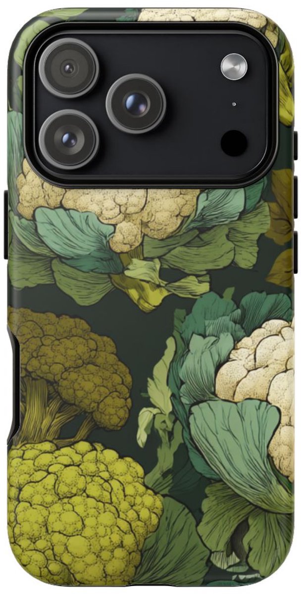 Handgetekend Broccoli- en Bloemkoolpatroon – Telefoonhoesje Geschikt voor iPhone 17 Pro