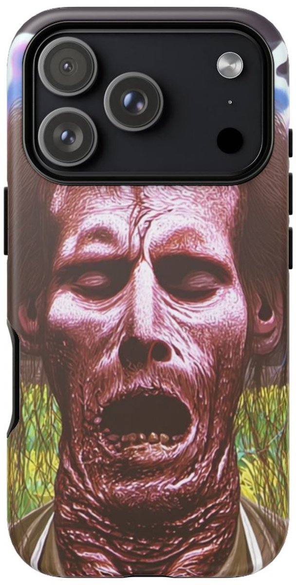 Horror Zombiegezicht in Veld – Telefoonhoesje Geschikt voor iPhone 17 Pro
