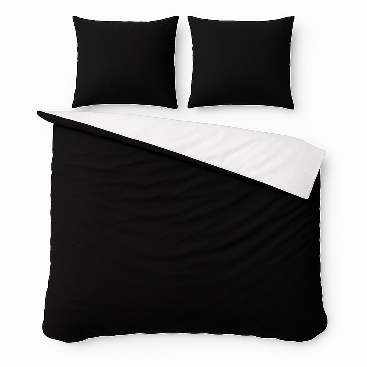 decoware Dekbedovertrek 240x220 – Lits-jumeaux – Double Face Zwart/Wit – 100% Katoen – Inclusief 2 Kussenslopen – Strijkvrij & Drogergeschikt