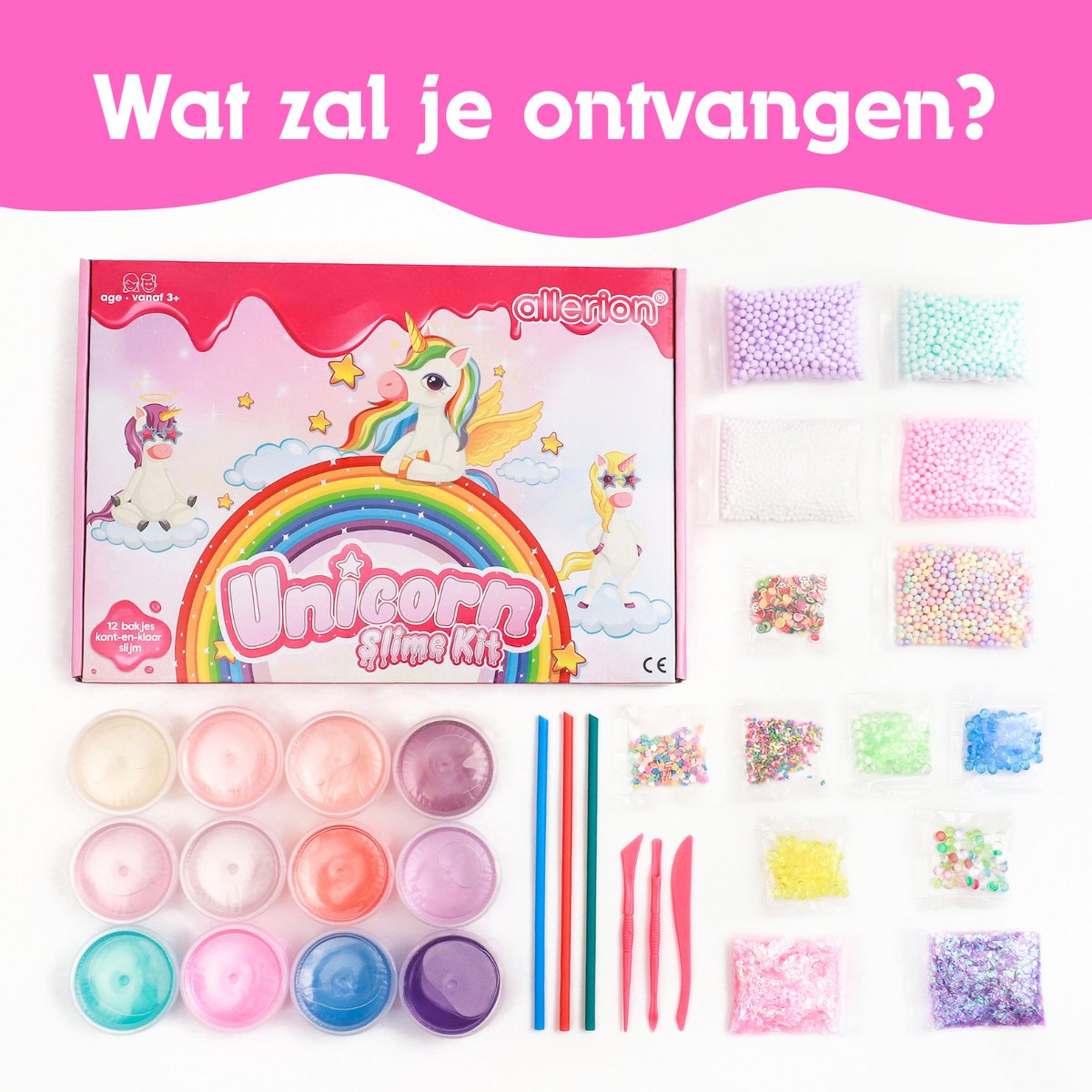 Allerion Unicorn Slijm Kit - Compleet Kant-en-Klaar Slijmpakket voor Kinderen - Sensorisch Speelgoed Pakket - Knutselpakket Jongens & Meisjes - Maak je eigen Glitter Slime — afbeelding 5