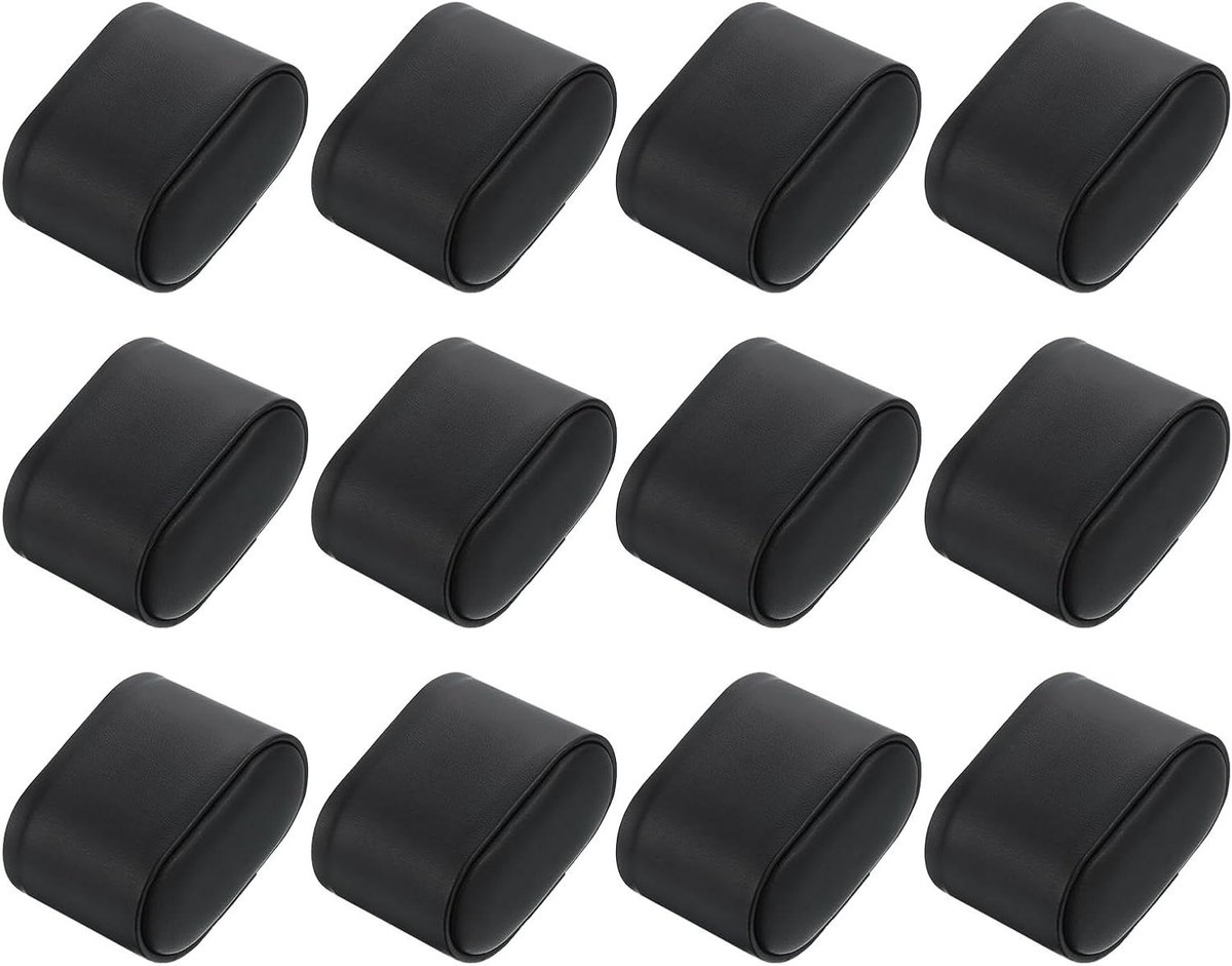 Allecto plus - 12 stuks horlogedisplay-kussens voor horlogedoos opslag zwart met PU-leer