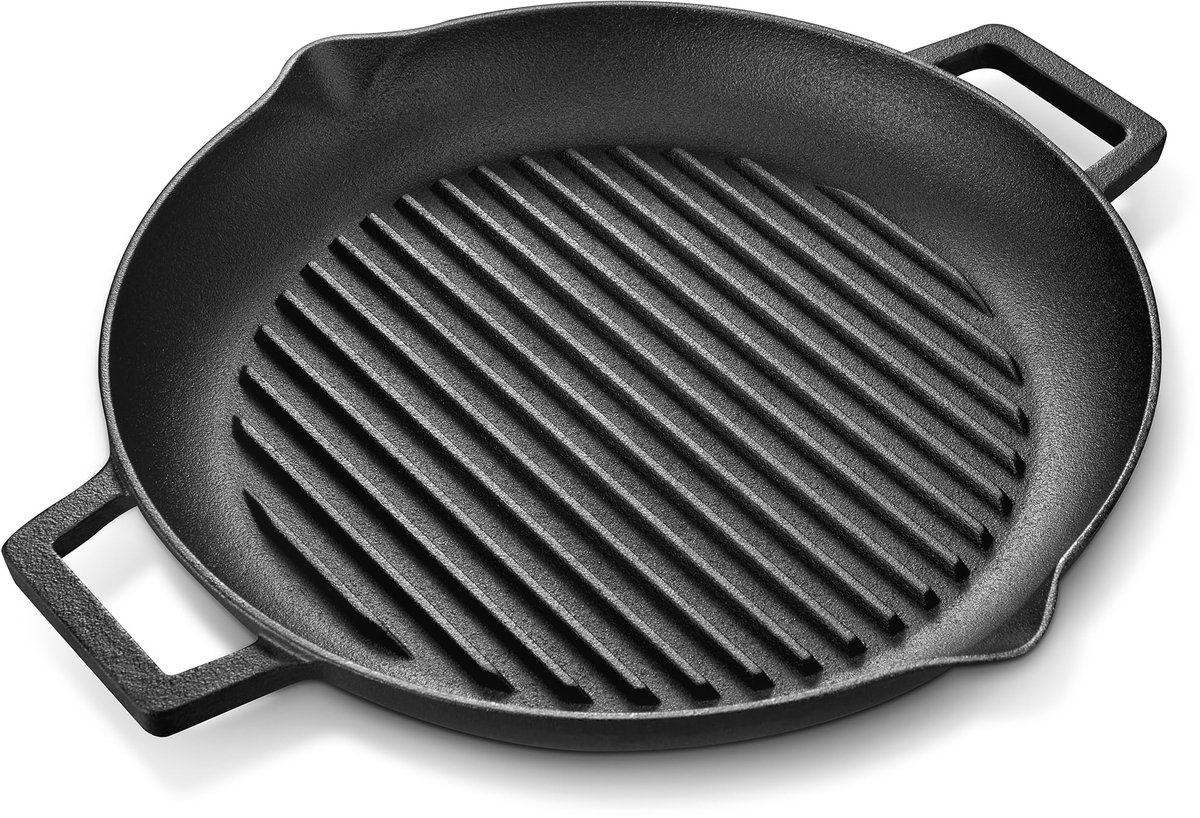 Ibenzoa® Robuuste gietijzeren grillpan met dubbele handgrepen voor veelzijdig gebruik