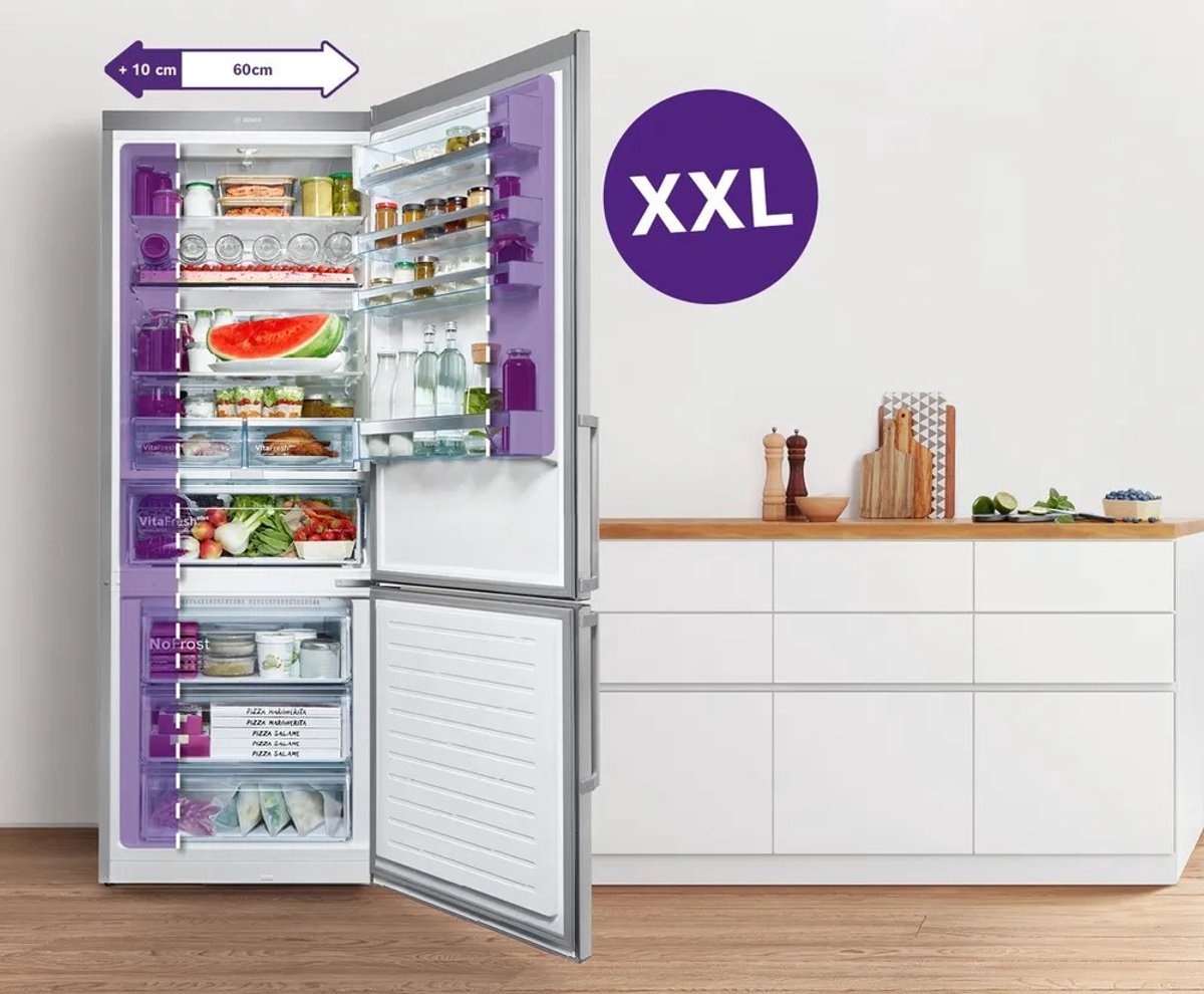 Bosch KGN49AIBT - Serie 6 - Koelkast - Koel-vriescombinatie - 203 x 70 cm - Extra breed - RVS - Energielabel B - Zeer stil- Total No Frost: Nooit meer ontdooien - VitaFresh XXL 0°C: houd etenswaren langer vers met extra ruime vershoudlades — afbeelding 5