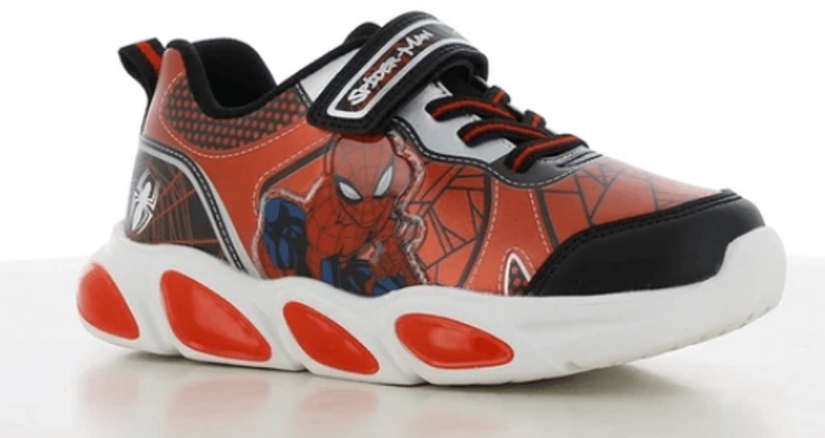 Spiderman Jongens Sneaker Rood/zwart Met Lichtjes | Maat: 30