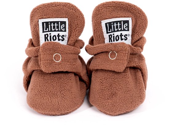 Little Riots - Babyslofjes - Fleece Original - Brownie - 0-3 Maanden (9cm) - Schoenmaat 13-15