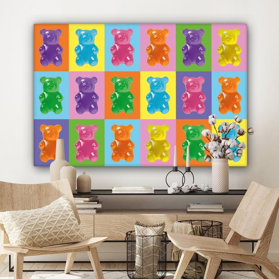 Tableau sur toile 120x80 cm - Décoration murale exclusive - Art- Snoep - Coloré - Décoration murale murale salon - Décoration chambre - Accessoires de chambre - Peintures sur toile