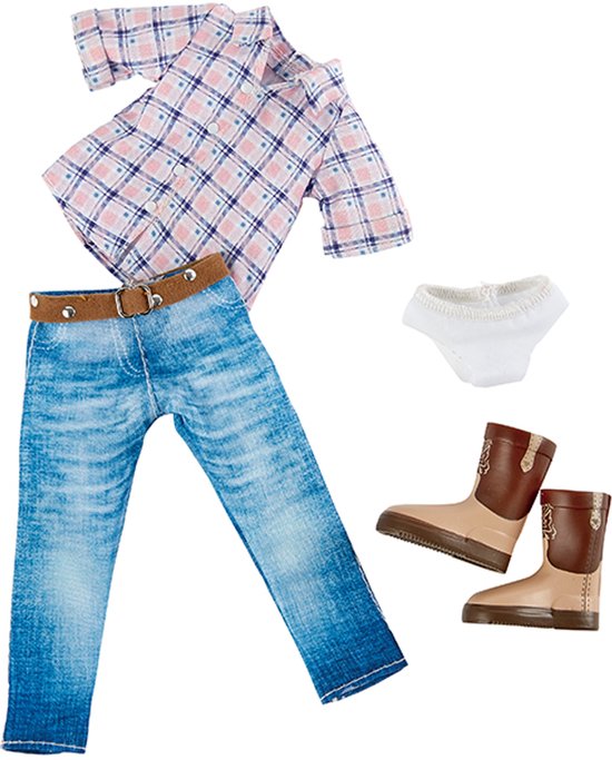 Käthe Kruse Cowgirl Outfit Ensemble de vêtements pour poupées adolescentes 4 pièces