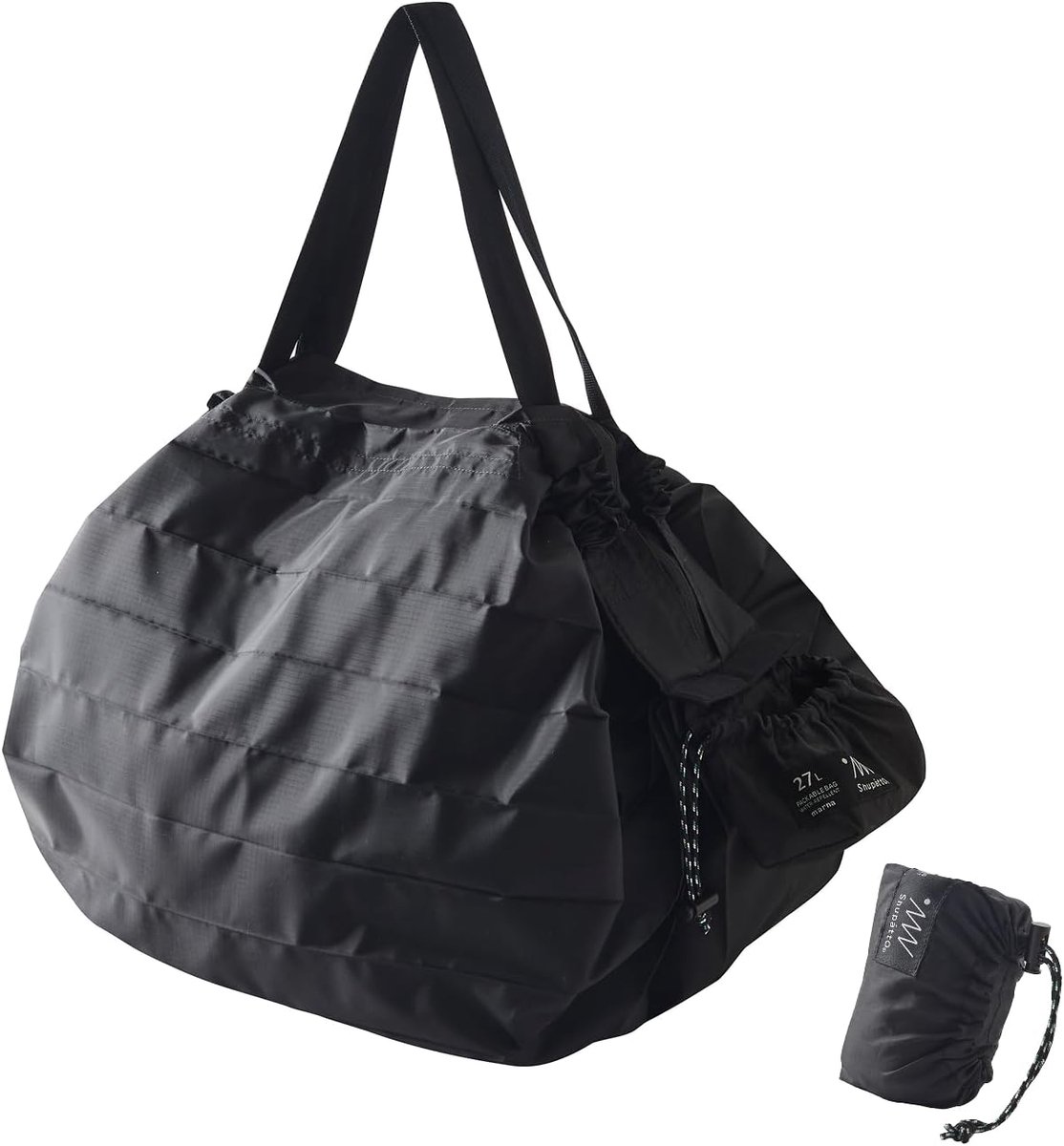 Grote opvouwbare tas 27 liter - zwart, Eigentijds design