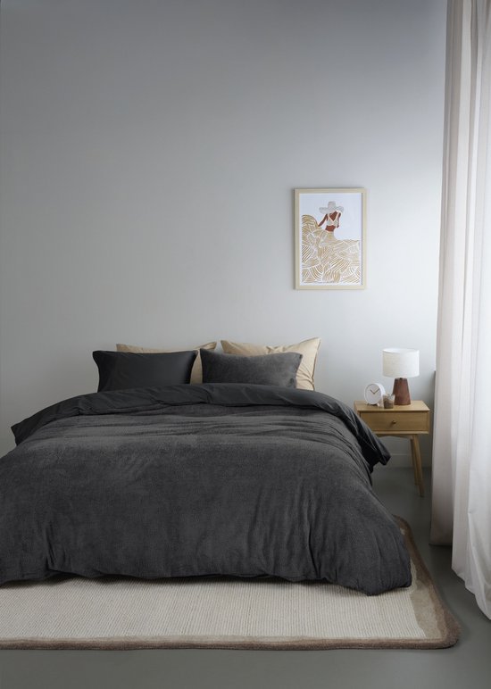 Ambiante Plush Teddy dekbedovertrek - Tweepersoons - 200x200/220 - Antraciet van Ambiante — afbeelding 2