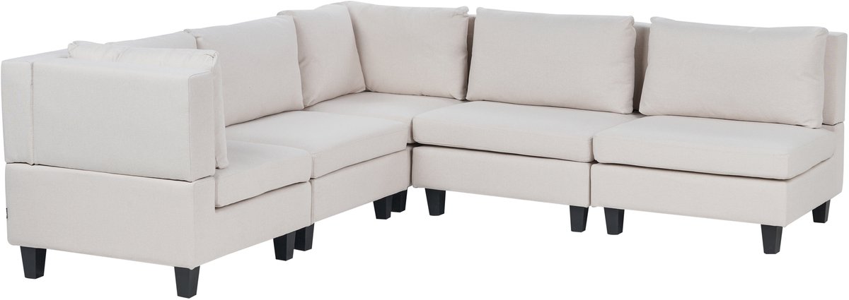 UNSTAD - 5-zitsbank modulair - Lichtbeige - Rechtszijdig - Polyester