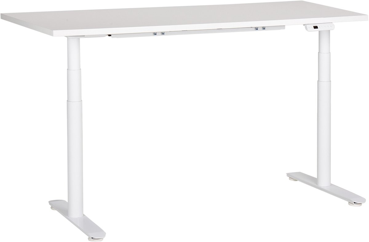Beliani DESTINAS - Elektrisch Verstelbaar bureau - Wit - 160 cm - MDF