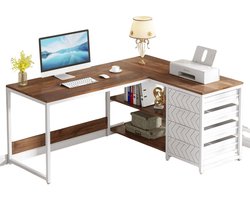 Betaalbare Goederen® Hoekbureau - Wit - Bureau Organizer - Elektrisch Bureau - Thuiskantoor - Studeren