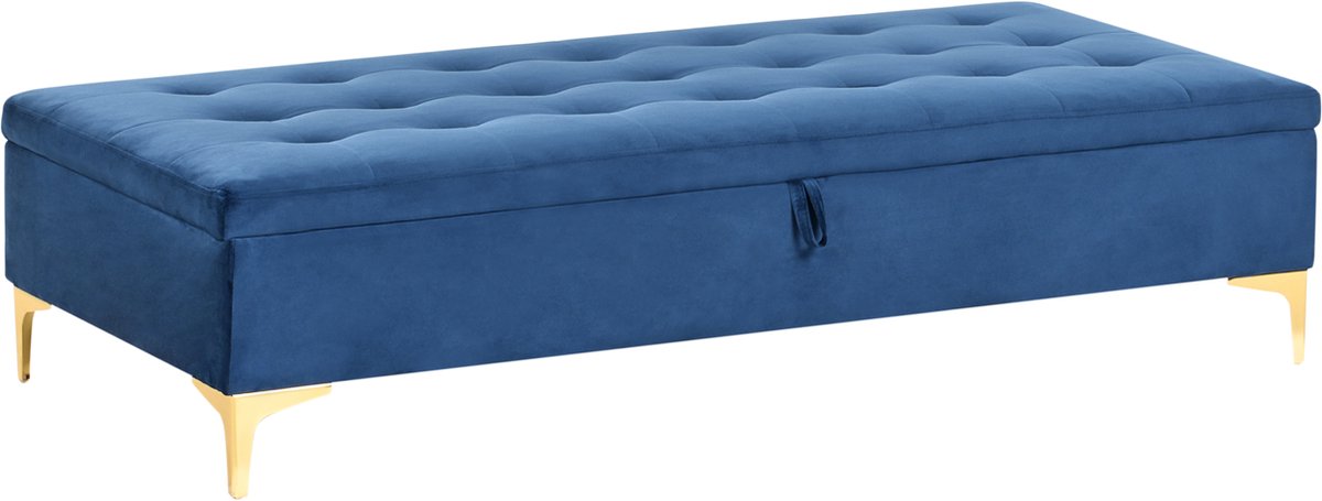 BELIANI ABERDEEN - Ottomaan met opbergruimte - Marineblauw - Fluweel