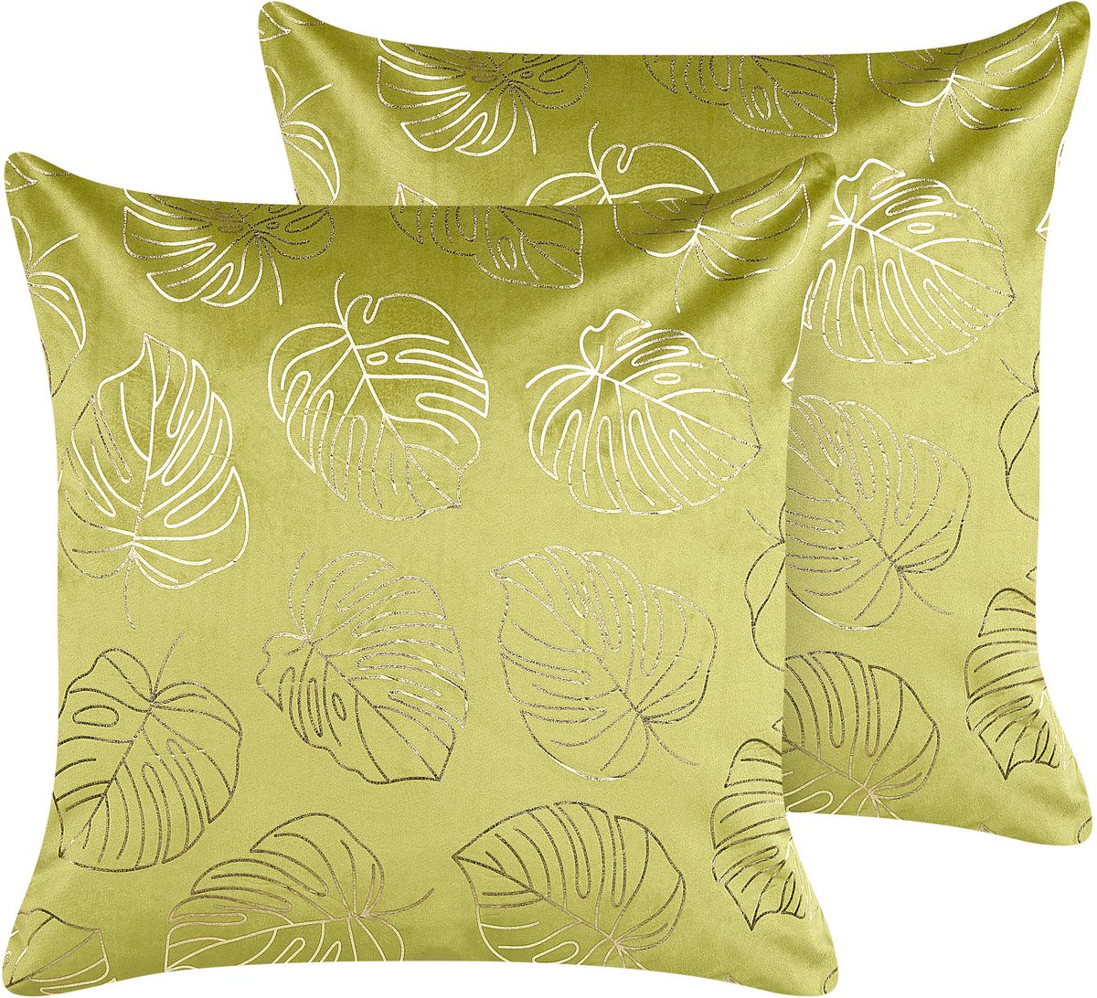 Beliani DELICIOSA - Sierkussen set van 2 - Lichtgroen - 45 x 45 cm - Fluweel