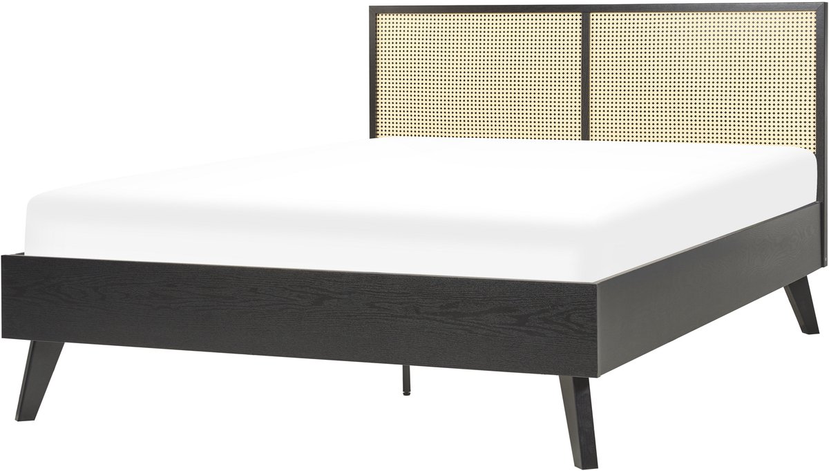 Beliani MONPAZIER - Tweepersoonsbed - Zwart - 140 x 200 cm - Populierhout