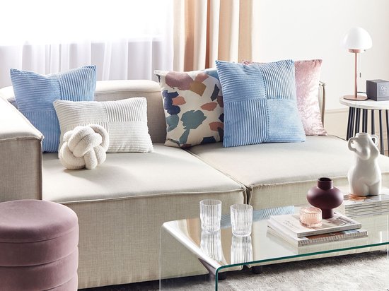 MILLET - Lot de 2 Sierkussen - Blauw - 43 x 43 cm - Velours côtelé