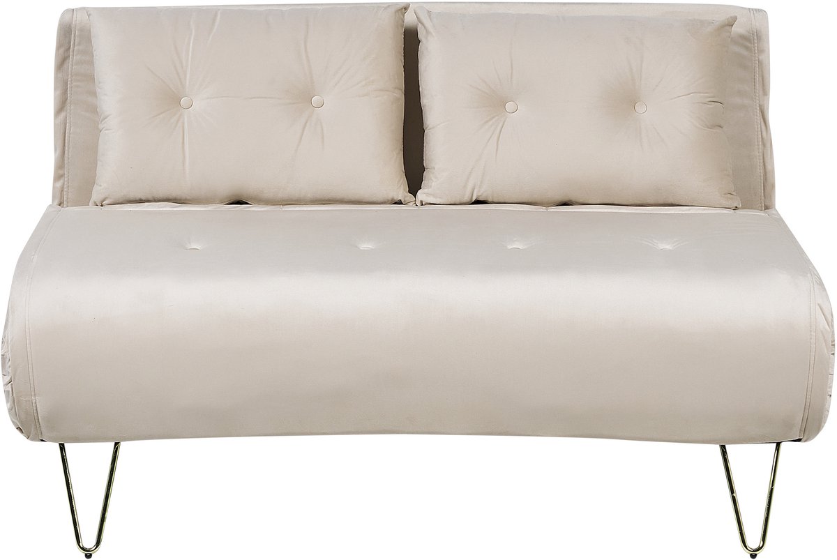 Beliani VESTFOLD - Slaapbank 2-zits - Lichtbeige - Fluweel