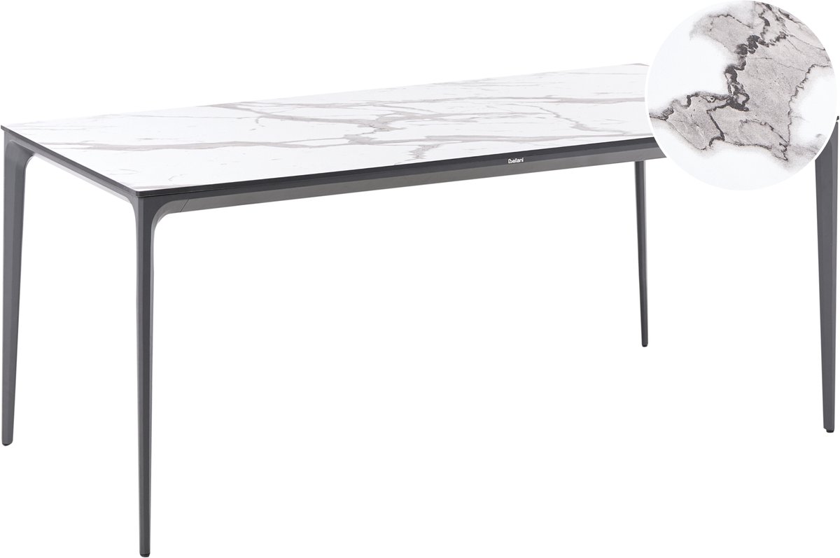 SOVARETO - Tuintafel - Donkergrijs/Wit - HPL/Aluminium/marmer