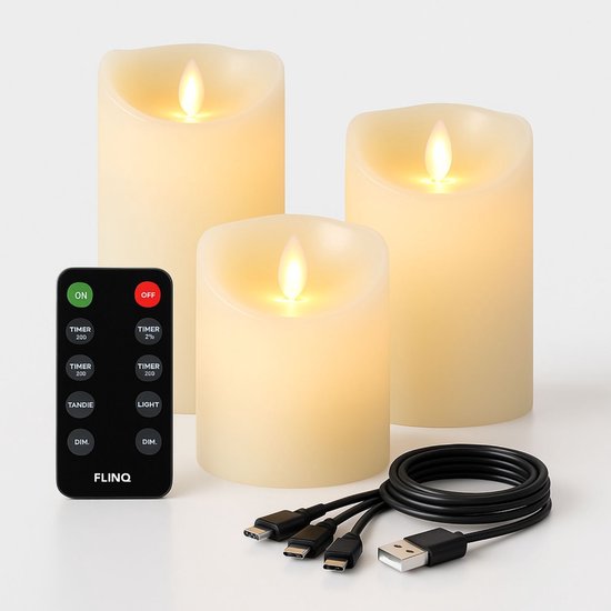 IZAN Lot De 3 Bougies Piliers LED Sans Flamme à Piles Avec