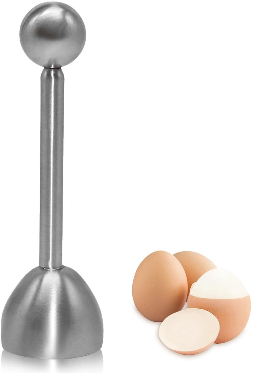 Ibenzoa® Set van 2 roestvrijstalen eieropeners voor eenvoudig schillen van eieren