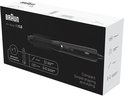 Doos van de Braun Air styler AS1.5 met afbeelding van de stijltangborstel, opzetstukken en kenmerken.