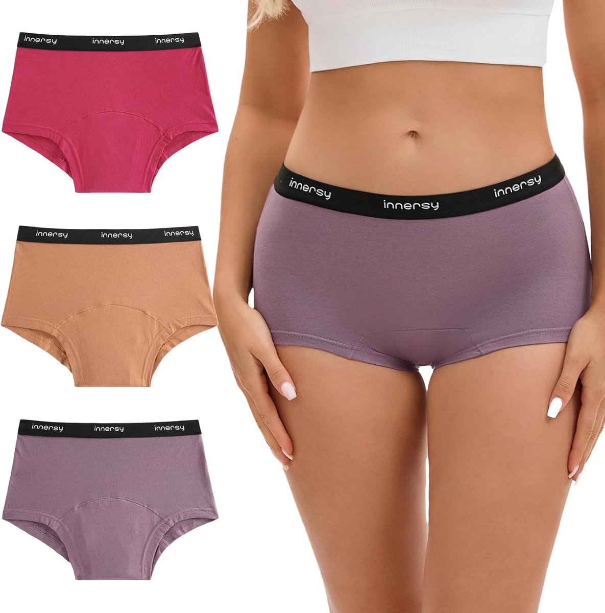 Menstruatieondergoed voor dames - Boxershorts voor lichte bloeding, 3 stuks
