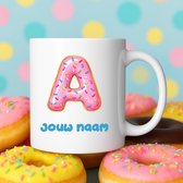 Mok - Donut letter A – Gepersonaliseerd met naam – Grappige Mokken