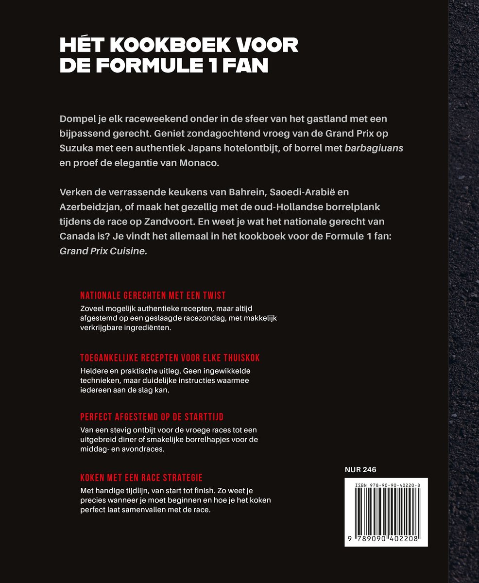 Grand Prix Cuisine Formule 1 kookboek met recepten per Grand Prix - back cover