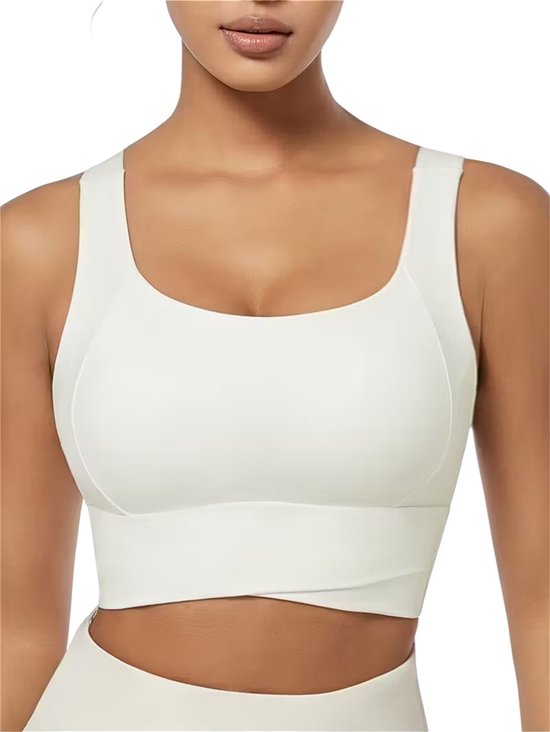 Leversic Top Sportbeha voor dames, brede verstelbare bandjes, rugsportbeha, middelhoge ondersteuning, hardlopen, fitness, yoga, S-XL, zwart, rood, paars, L