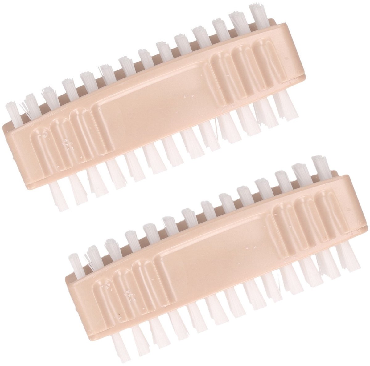 Nagelborstel tweezijdig bezet - 2x - beige - Persoonlijke verzorging - Kunststof - kunstvezel - 8 cm