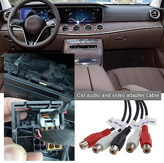 Car 6 Pin Mini ISO Adapter 4 RCA Connector Vehicle Audio compatible with Systerm Line Output Converter for Subwoofers Amplifiers Audio Equipment Interfaces 25cm