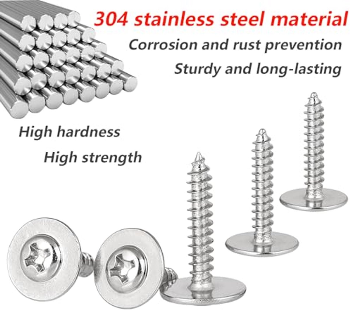 25pcs Wood Screws, M3 x 10 x 8mm Self Tapping Screws, Stainless Steel Phillips Head Screws for Plastic, Wood